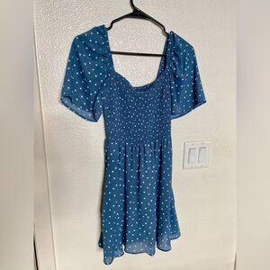 Abercrombie & Fitch Blue Polka Dot Flutter Sleeve Dress